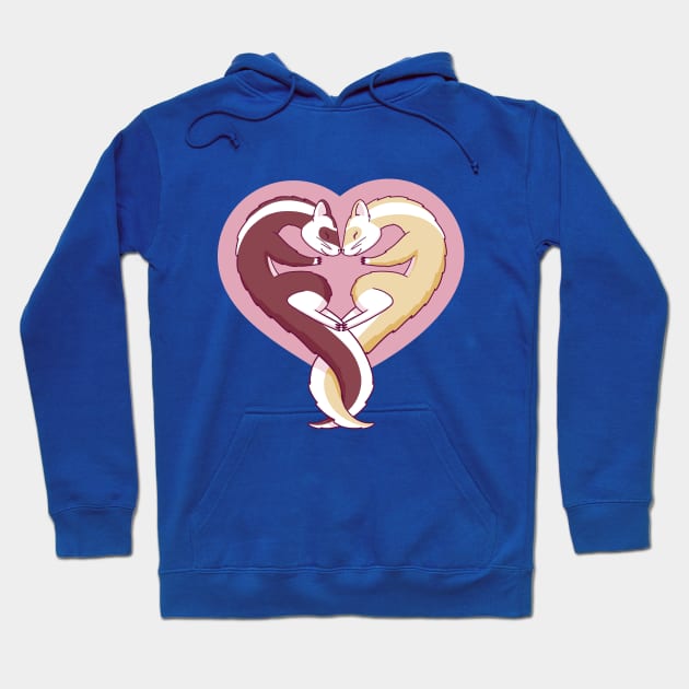 Valentine Ferrets Heart Hoodie by Dmitriy